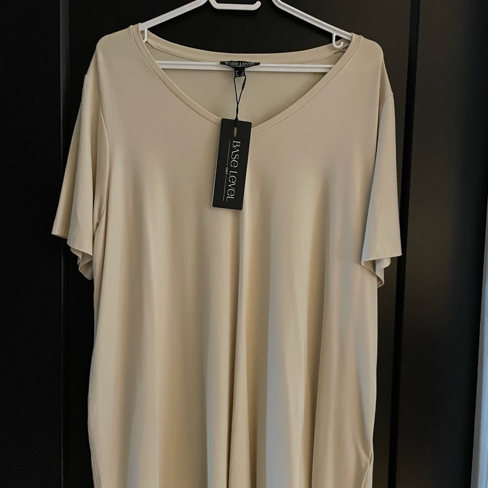 Beige Oversized Relaxed Short Sleeve Tee
